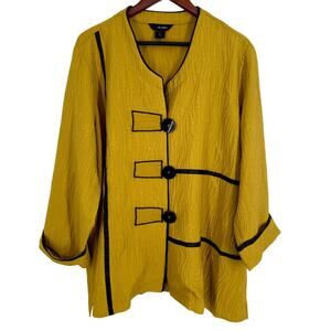 Ali Miles Plus Size 2X Mustard Yellow Wearable Art to Wear Blouse Shirt Top